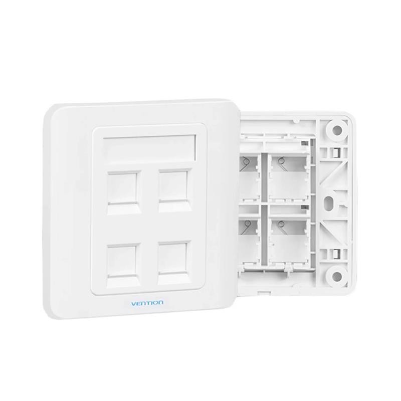 ROSETA DE PARED VENTION RJ45 CAT.6 UTP 4 TOMAS WHITE