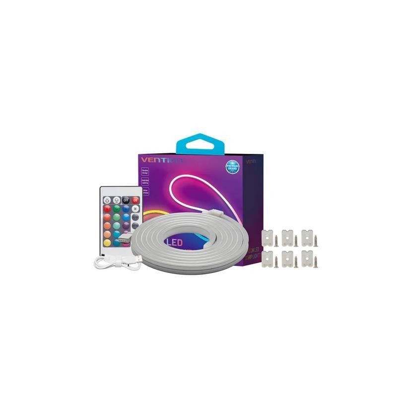 TIRA LED VENTION SILICONA NEON RGB CONTROL REMOTO 5V 2M